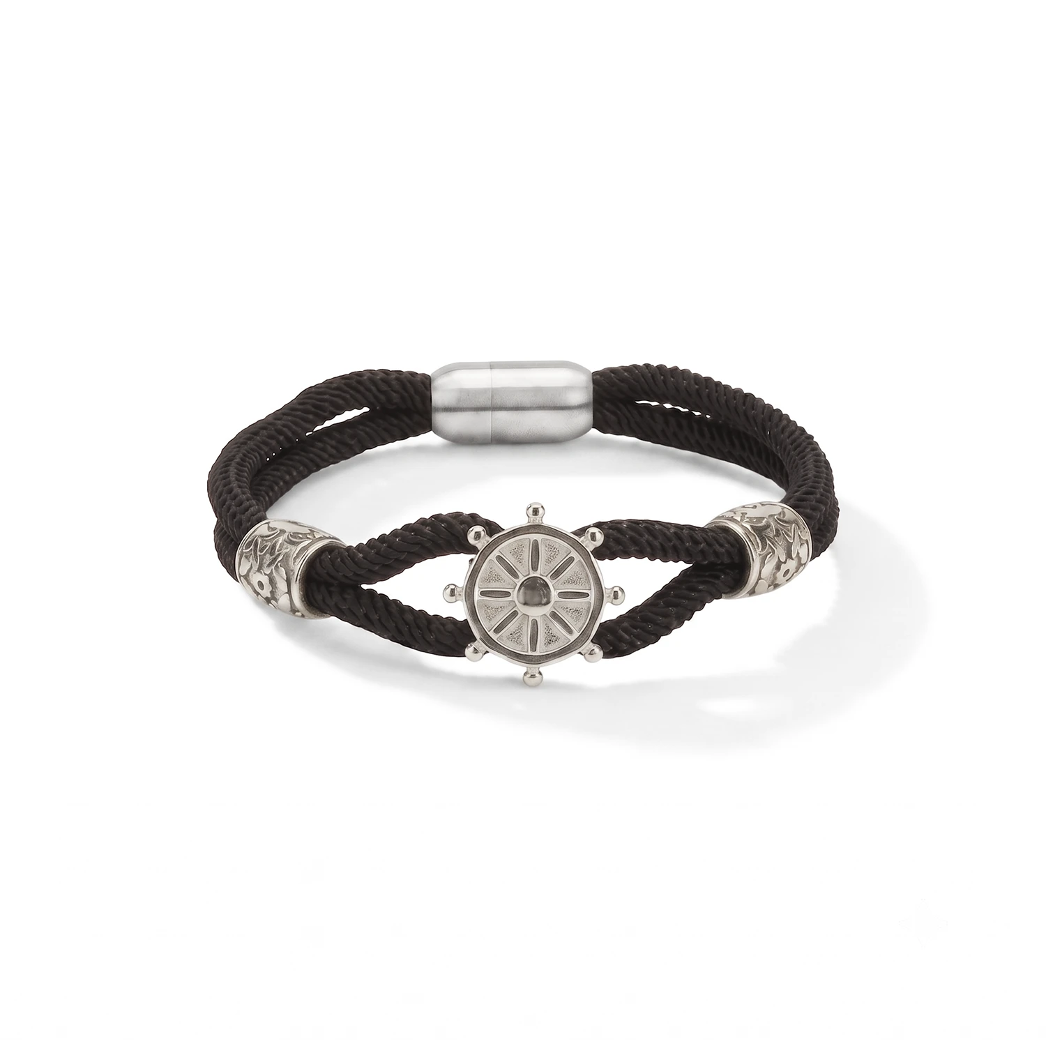 Silver Helm Nautical Rope Bracelet