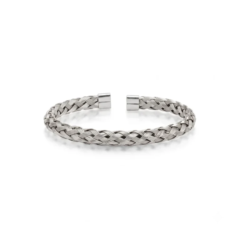 braided silver cuff bracelet