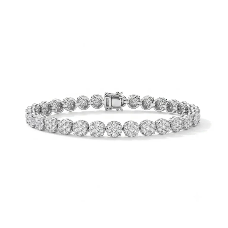 silver flower cluster tennis bracelet