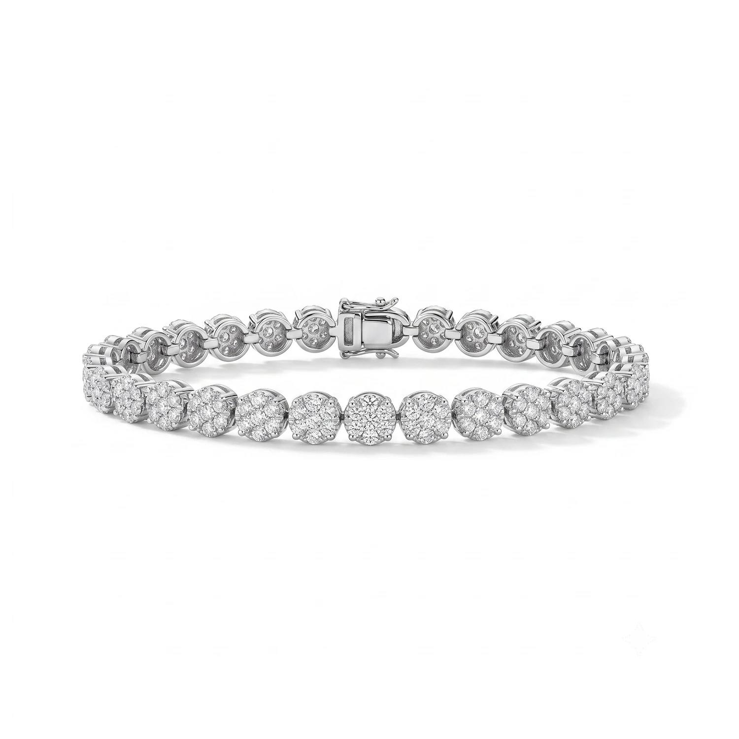 silver flower cluster tennis bracelet