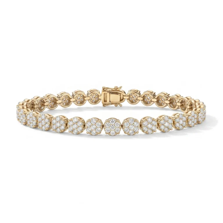 gold flower cluster tennis bracelet