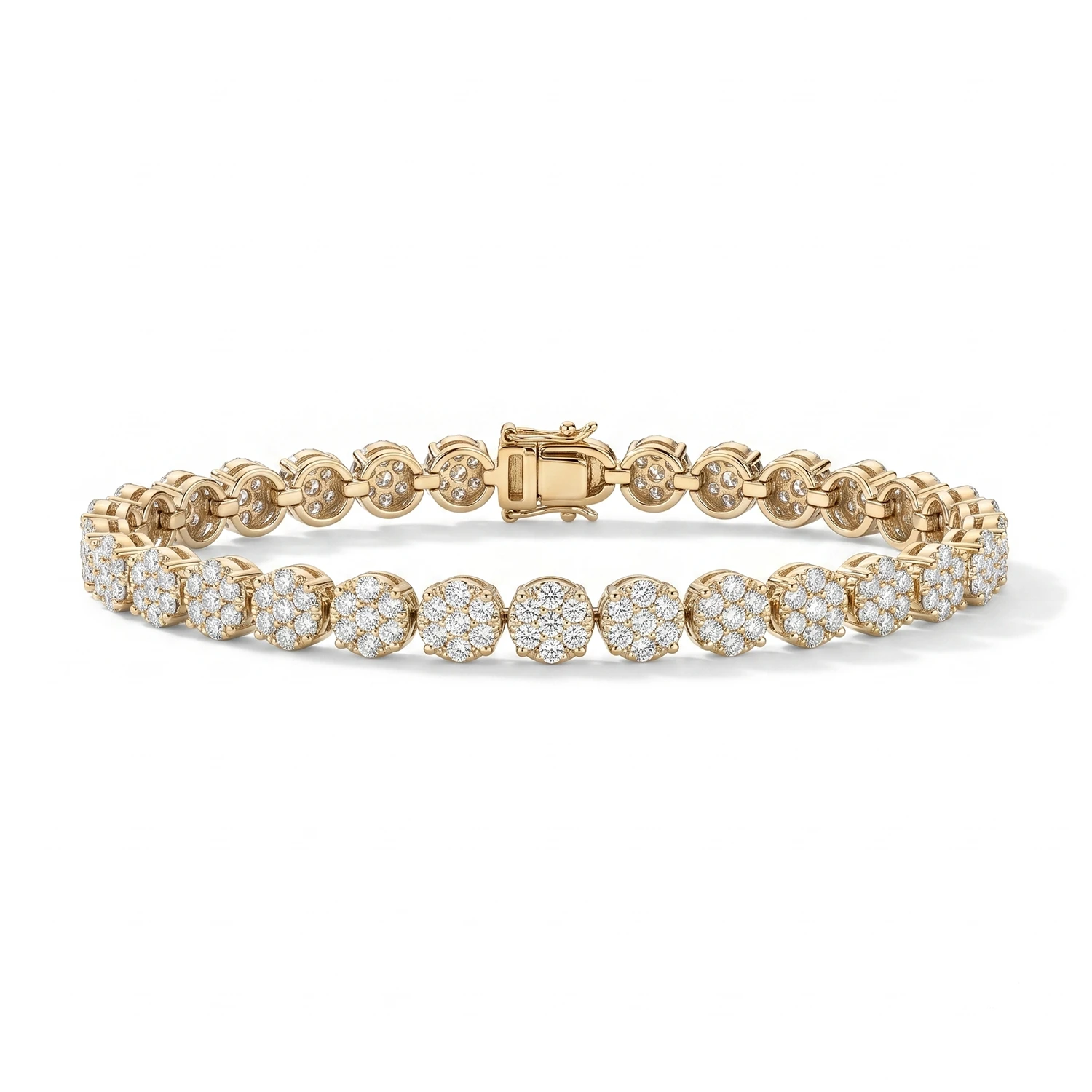 gold flower cluster tennis bracelet