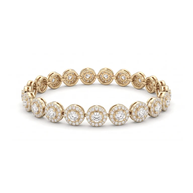 gold halo tennis bracelet