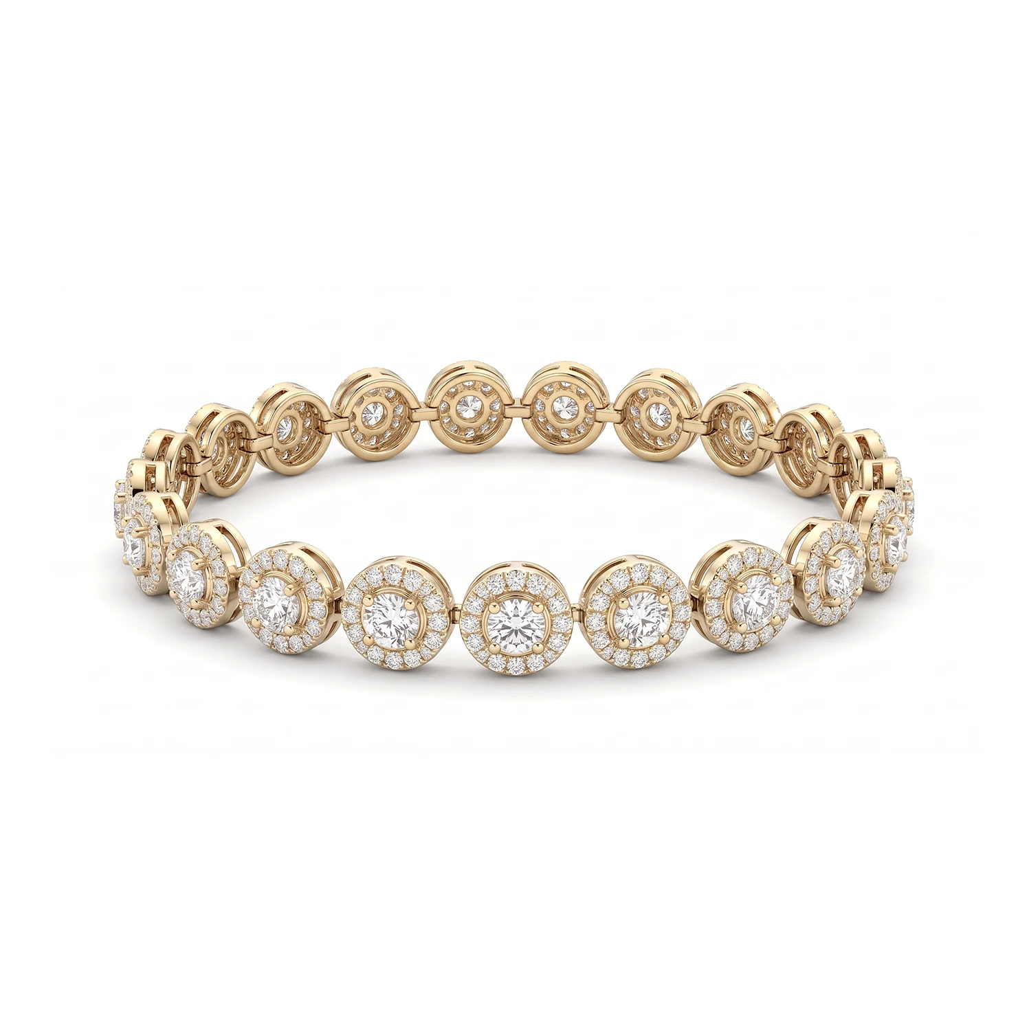 gold halo tennis bracelet