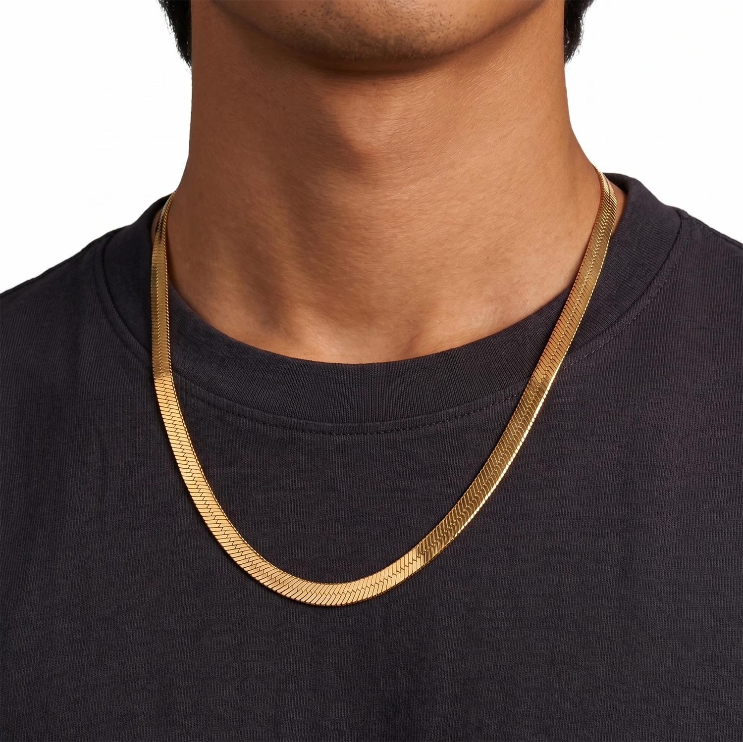 gold herringbone chain for men