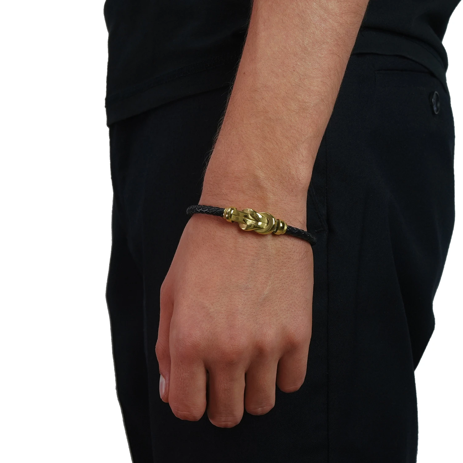 gold leather knot bracelet