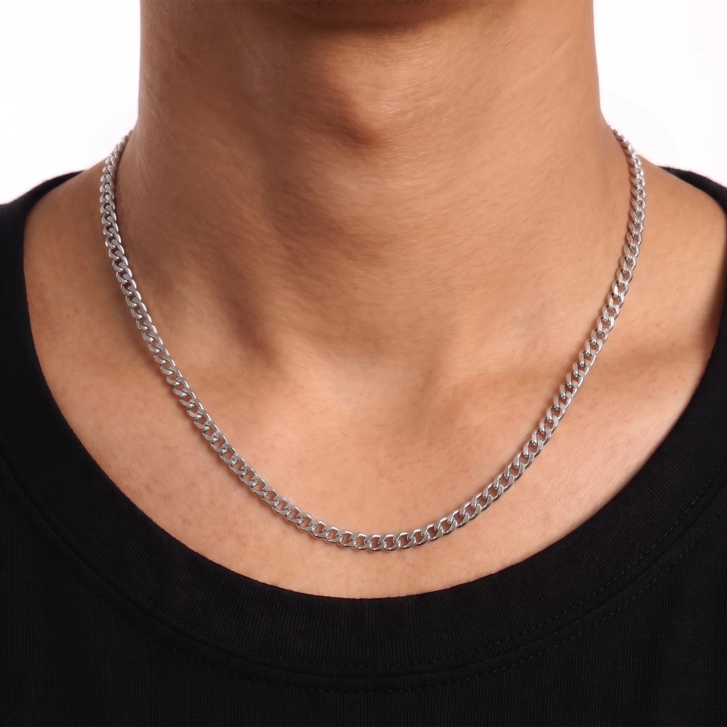mens curb chain silver