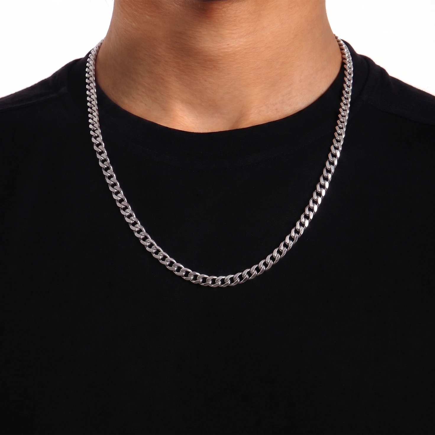 mens silver cuban link chain
