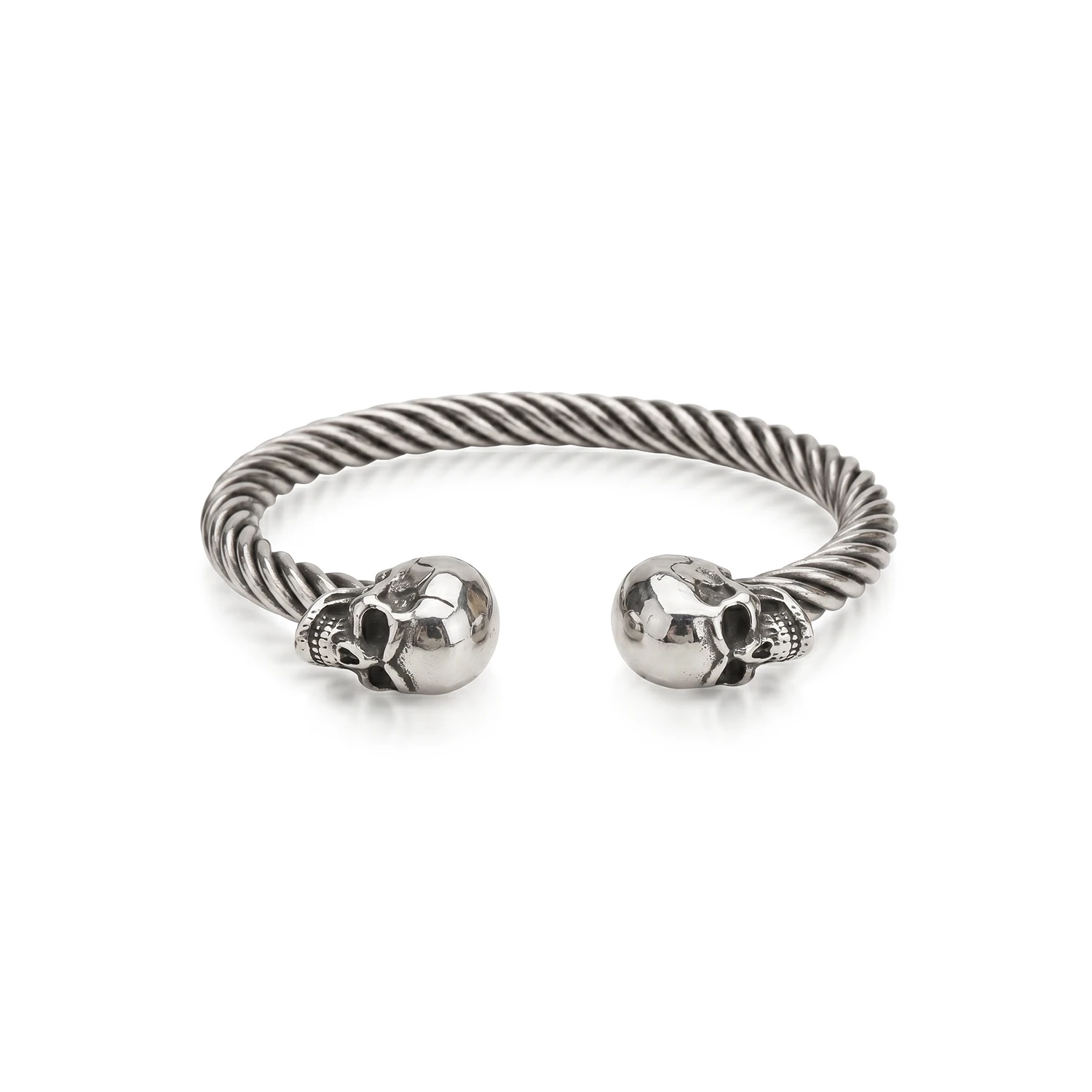 mens silver skull cuff bracelet