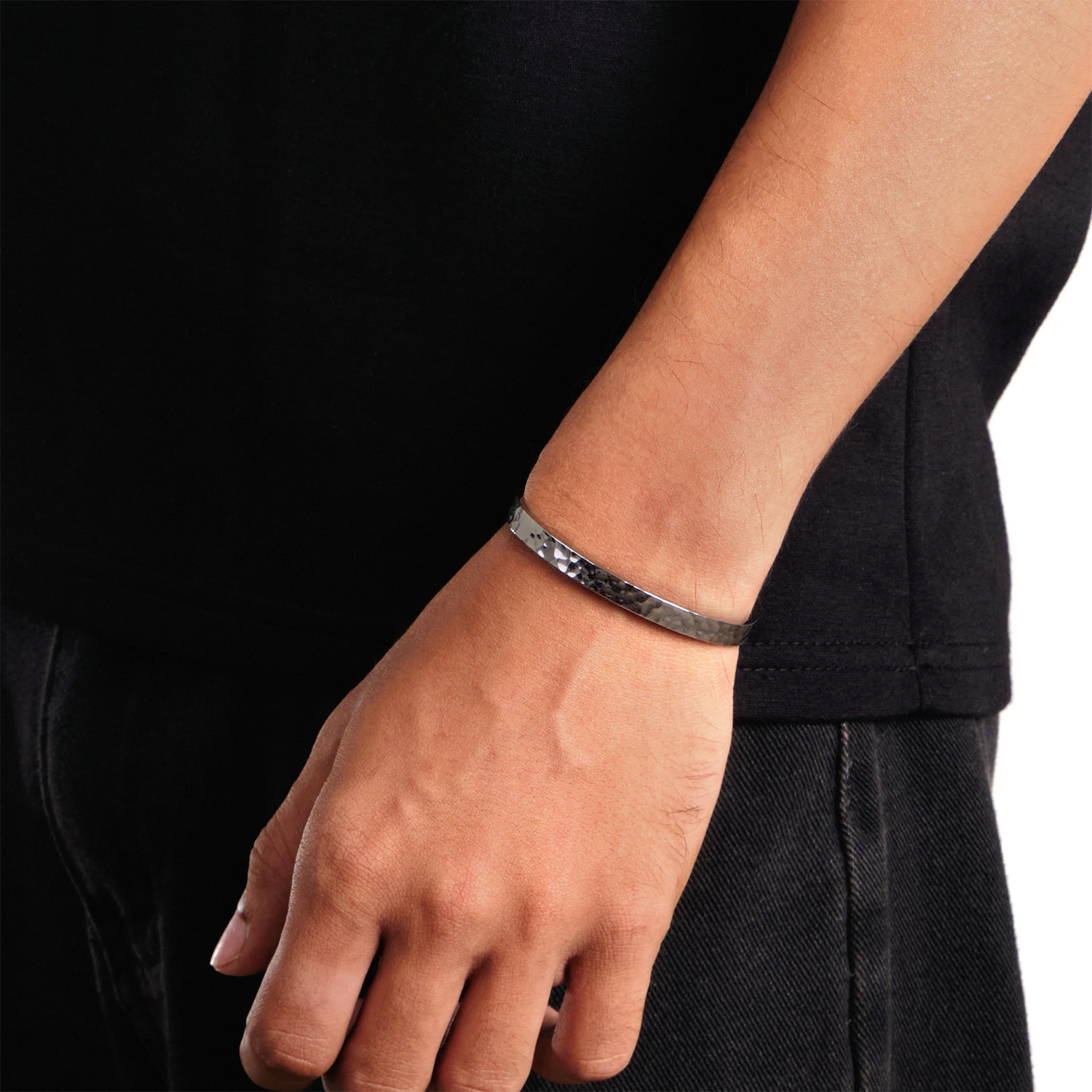 hammered silver cuff bracelet