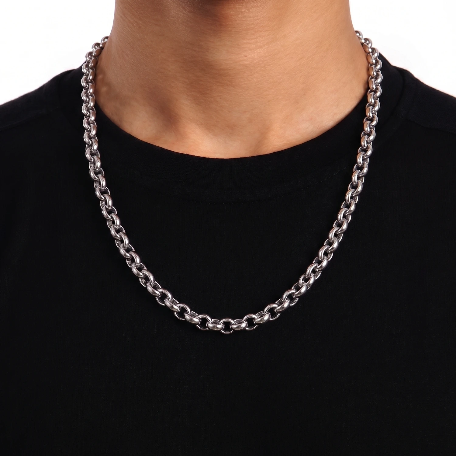 silver belcher chain for men 6mm