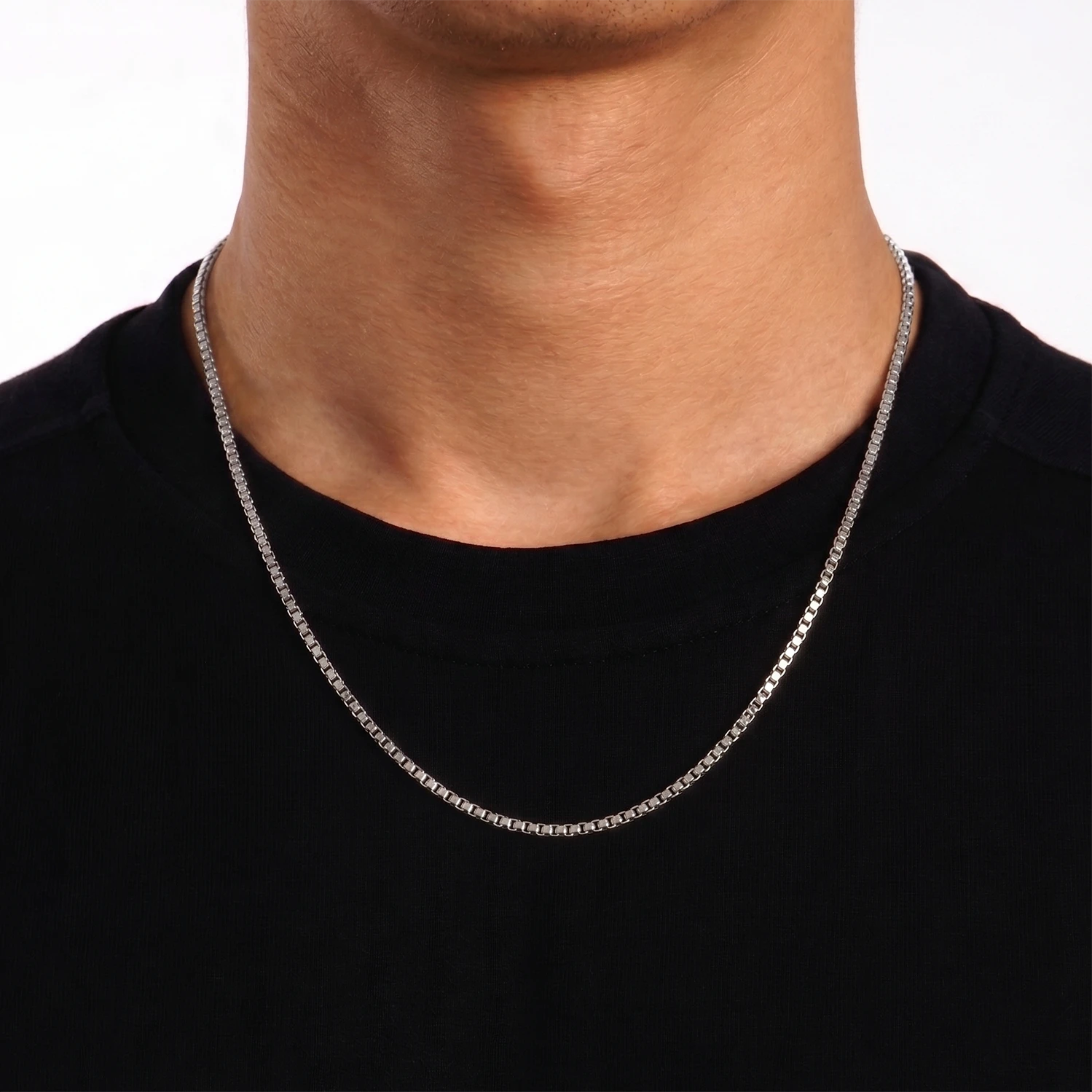 silver box chain mens