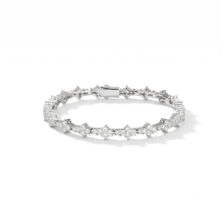 silver honeycomb cluster bracelet for men