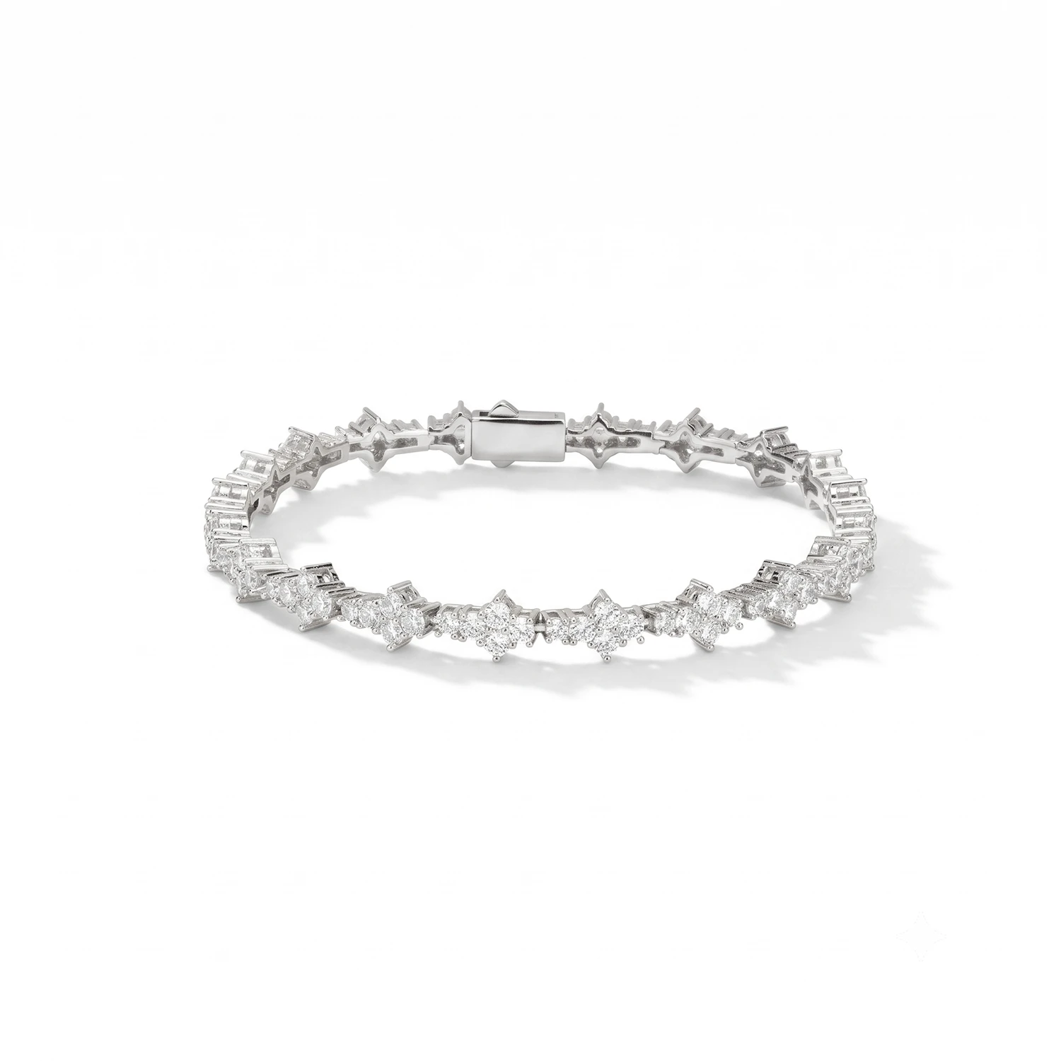 silver honeycomb cluster bracelet for men