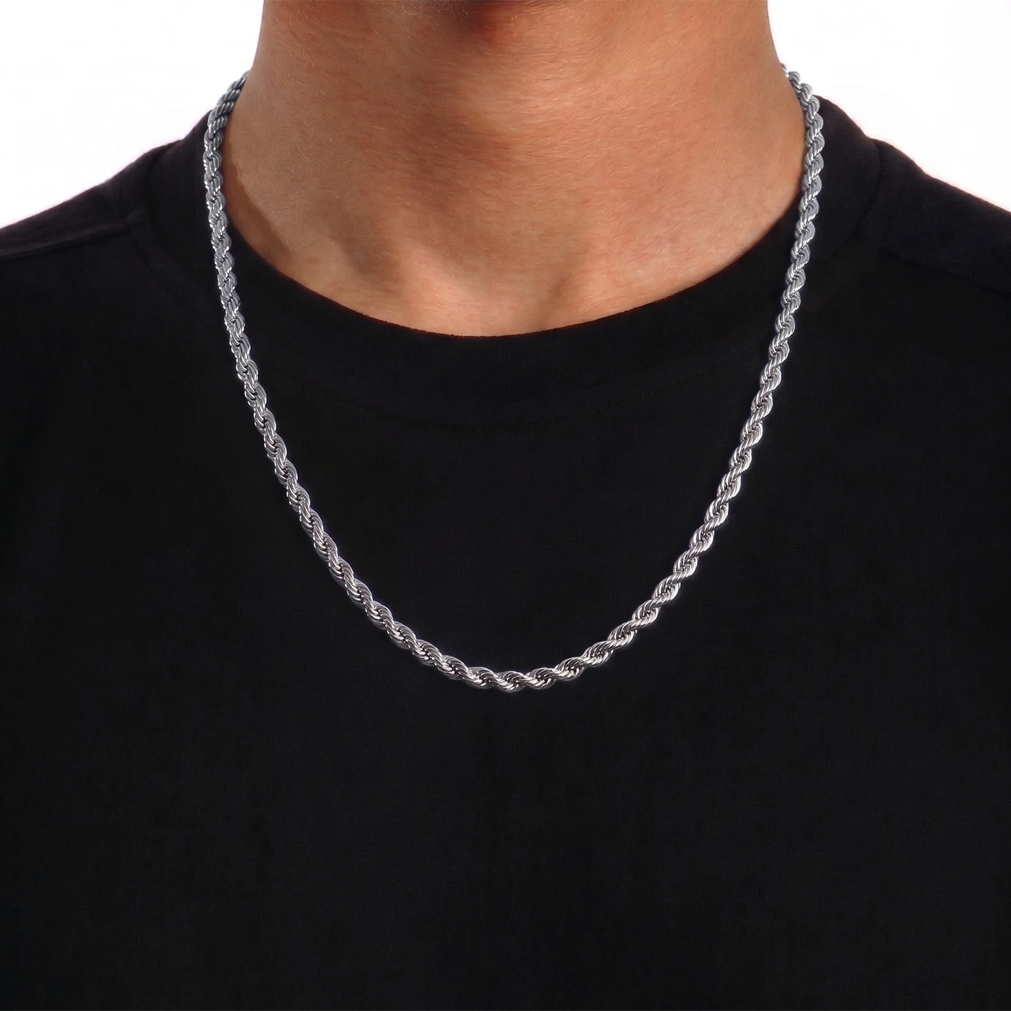 silver rope chain mens