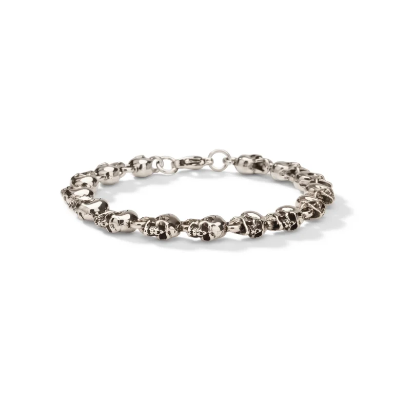 silver skull chain bracelet