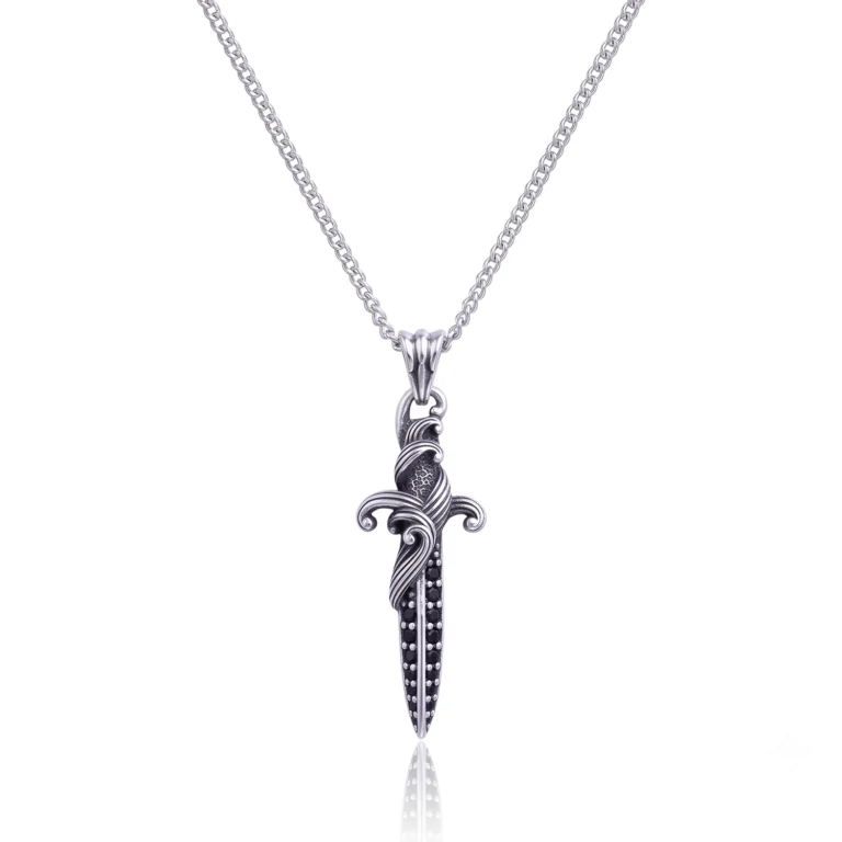 mens silver dagger necklace
