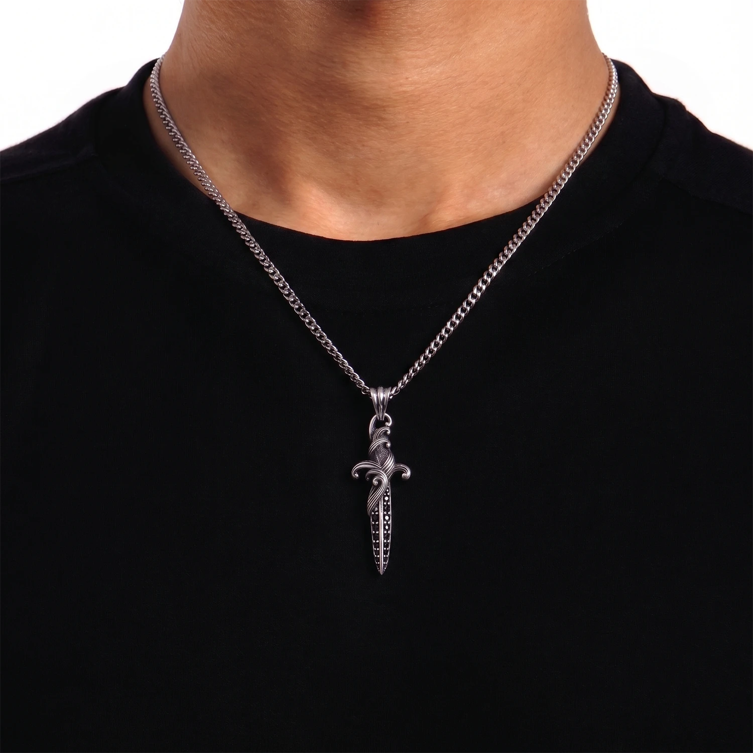 silver sword pendant for men